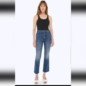 Mother Jean Womens Hustler Patch Pocket Ankle Fray Designer Jeans 25